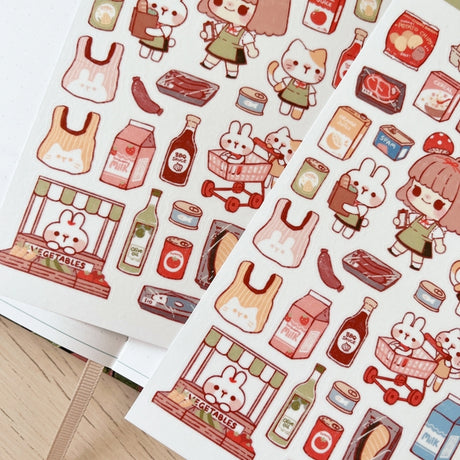 Cherry Rabbit Grocery Store Sticker Sheet