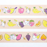 Foil-stamped masking tape by illustrator Heisuke Kitazawa.&nbsp;Apple, lemon, grapes... Everyone is depicted in a line carrying colorful items.&nbsp;The entire tape is delicately adorned with sparkling gold foil embossing, adding a design accent. Cut short to use as stickers, or as a pop point in wrapping or decoration.


✨ Product Features

Gold foil stamping for a subtle, elegant shine
Perfect for decorating planners, journals, cards, gifts, and scrapbooks
High‑quality Cozyca Products washi tape
Size: 20 