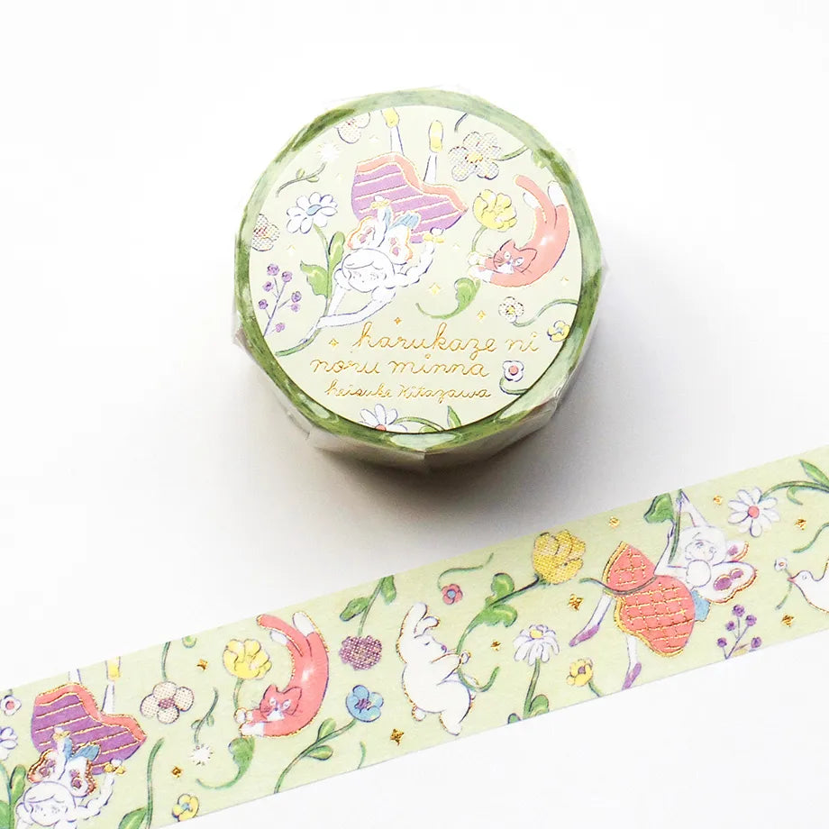 Foil-stamped masking tape by illustrator Heisuke Kitazawa. Everyone riding the spring breeze drifts somewhere with the flowers. The entire tape is delicately adorned with sparkling gold foil embossing, adding a design accent. Cut short to use as stickers, or as a pop point in wrapping or decoration.


✨ Product Features

Gold foil stamping for a subtle, elegant shine
Perfect for decorating planners, journals, cards, gifts, and scrapbooks
High‑quality Cozyca Products washi tape
Size: 20 mm × 5 m