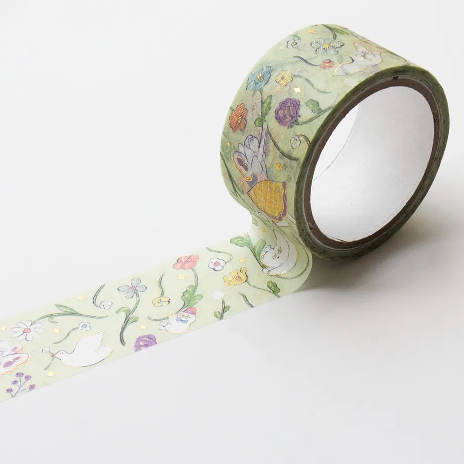 Foil-stamped masking tape by illustrator Heisuke Kitazawa. Everyone riding the spring breeze drifts somewhere with the flowers. The entire tape is delicately adorned with sparkling gold foil embossing, adding a design accent. Cut short to use as stickers, or as a pop point in wrapping or decoration.


✨ Product Features

Gold foil stamping for a subtle, elegant shine
Perfect for decorating planners, journals, cards, gifts, and scrapbooks
High‑quality Cozyca Products washi tape
Size: 20 mm × 5 m