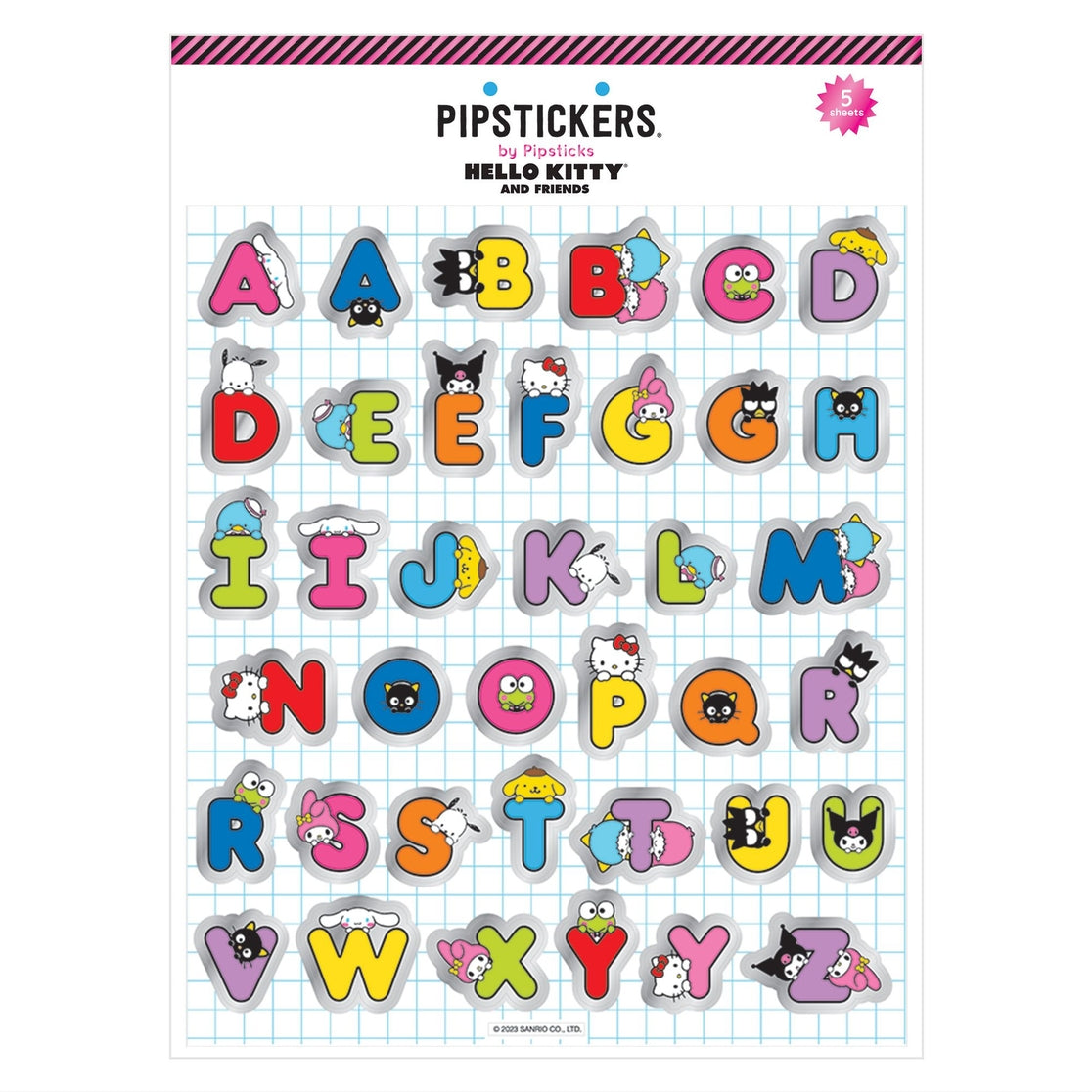 Pegatinas con letras grandes del juego Hide &amp; Seek de Hello Kitty y sus amigos