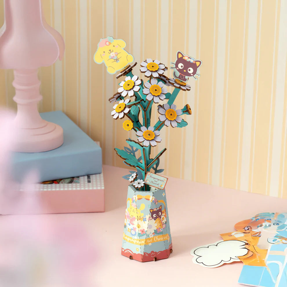 Craft some Sanrio charm with this DIY wooden puzzle kit featuring Pompompurin and Chococat! Made from precision-cut natural wood, each piece fits perfectly without the need for glue or tools-just assemble and enjoy.

With easy instructions included, it's a fun hands-on project for kids, adults, and Sanrio fans alike. Great for a relaxing afternoon, a family activity, or a thoughtful gift for anyone who loves cute and creative crafts.