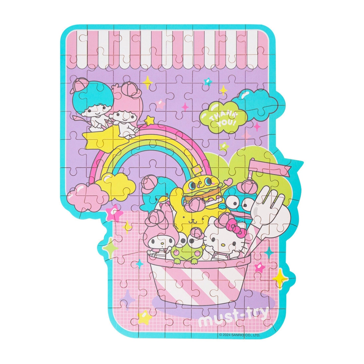 Discover the charm of Hello Kitty with our officially licensed Hello Kitty Wooden Jigsaw Puzzle: Sanrio Edition (88pcs). Crafted from high-quality wood, this puzzle features adorable Hello Kitty illustrations on 88 pieces. Perfect for fans of all ages 8+, it offers an engaging and entertaining puzzle-solving experience. Ideal for solo relaxation or quality time with loved ones, this puzzle will be a delightful addition to any Hello Kitty collection. Embrace the cuteness and nostalgia.