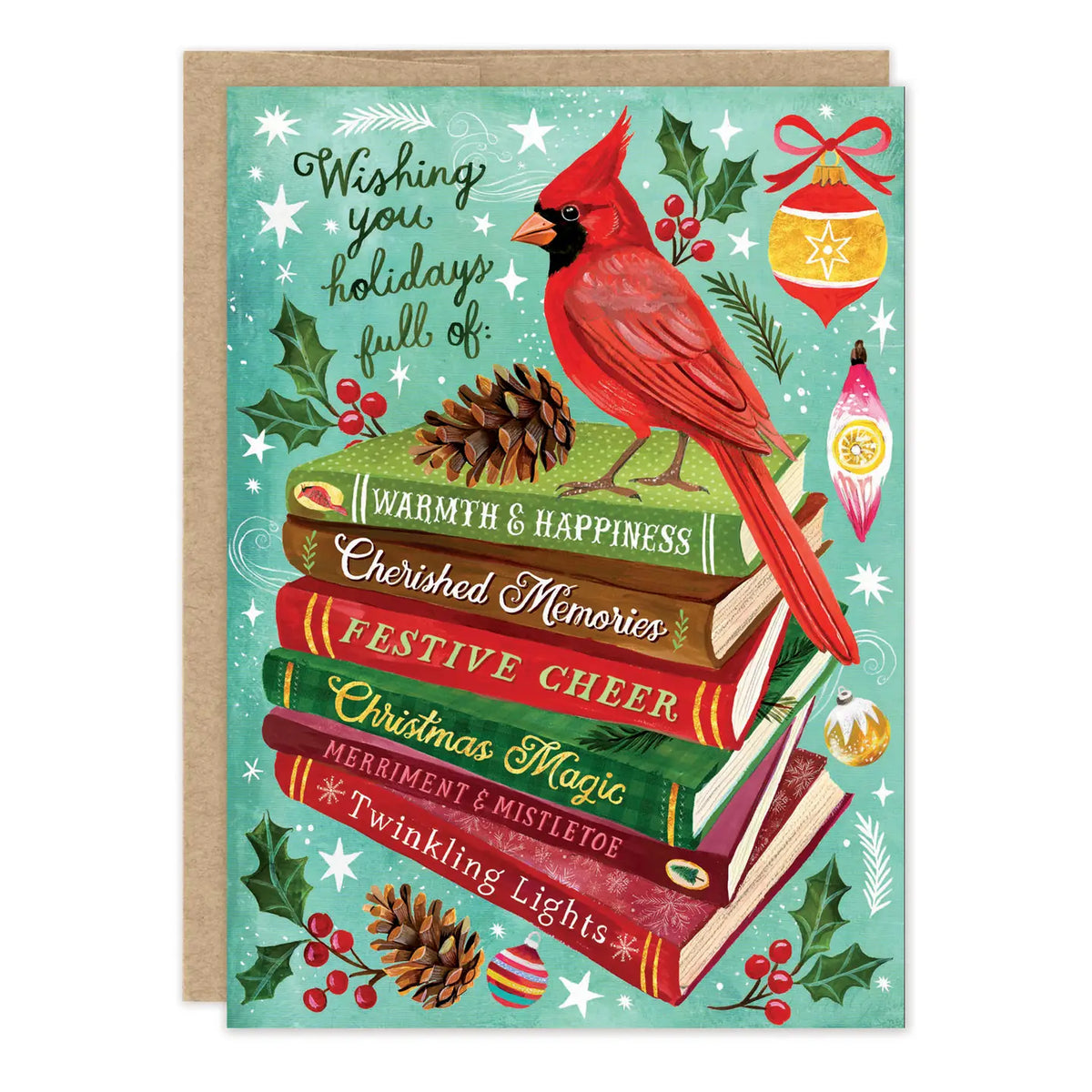 Inside verse: May this season be filled with endless delights

• Size: A6, 4.6" x 6.4"
• Pre-priced
• Paired with a Brown Kraft envelope
• Printed in the USA on high-quality recycled post-consumer waste paper

About The Artist: Katie Daisy was raised by the birds and warm breezes of small-town Lindenwood, Illinois, brought up among the wildflowers with roots planted deeply in the natural world. Working in watercolor and acrylic paint, Katie strives to capture the magic and beauty of a life lived in harmony 