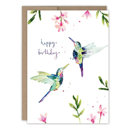 Hummingbirds Birthday Card

Inside verse: Sweet wishes for a delightful birthday

• Size: A6, 4.6" x 6.4"
• Illustrated by Louise Mulgrew
• Paired with a Kraft envelope
• Printed in the USA on high-quality recycled post-consumer waste paper

About The Artist: Working with gouache and watercolor, Louise designs in her tiny studio in Brighton, England, inspired by her love of all animals, and passion for the natural world. Louise was named 2023 Artist of the Year by the USA Greeting Card Association.