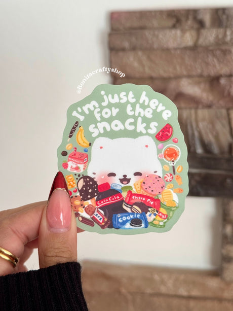 Bonita Crafty Shop - I'm Just Here For the Snacks Vinyl Sticker