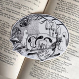 Two mischievous ghosties up to no good, and printed on a sticker to add some spooky charm to your laptop, water bottle, or any other surface. From my original pen and ink artwork.