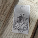 A spooky little tarot card, printed on a lovely vinyl sticker from original pen and ink artwork by Jon Turner.