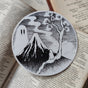 Two ghosties meet at Mt Fuji, in this original ink artwork by Jon Turner inspired by the style of the master Japanese printmaker Hokusai.
