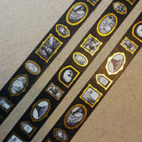 Turn every surface into a tiny gallery with this washi tape featuring tiny Jon Turner artworks in shiny gold frames, an array of little robots, ghosts and other spooky oddities. Perfect for spooky journalling or curious correspondence.

Two designs available, with each tape featuring 16 miniature masterpieces in a repeating pattern. Each roll measures approximately 15mm wide, and the roll is 10m long; they are cello wrapped and decorated with branded stickers on either side.



15mm wide
10m length
