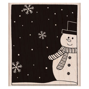 Snowman and Snowflakes Rubber Stamp