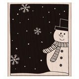Snowman and Snowflakes Rubber Stamp