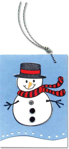 Snowman and Snowflakes Rubber Stamp