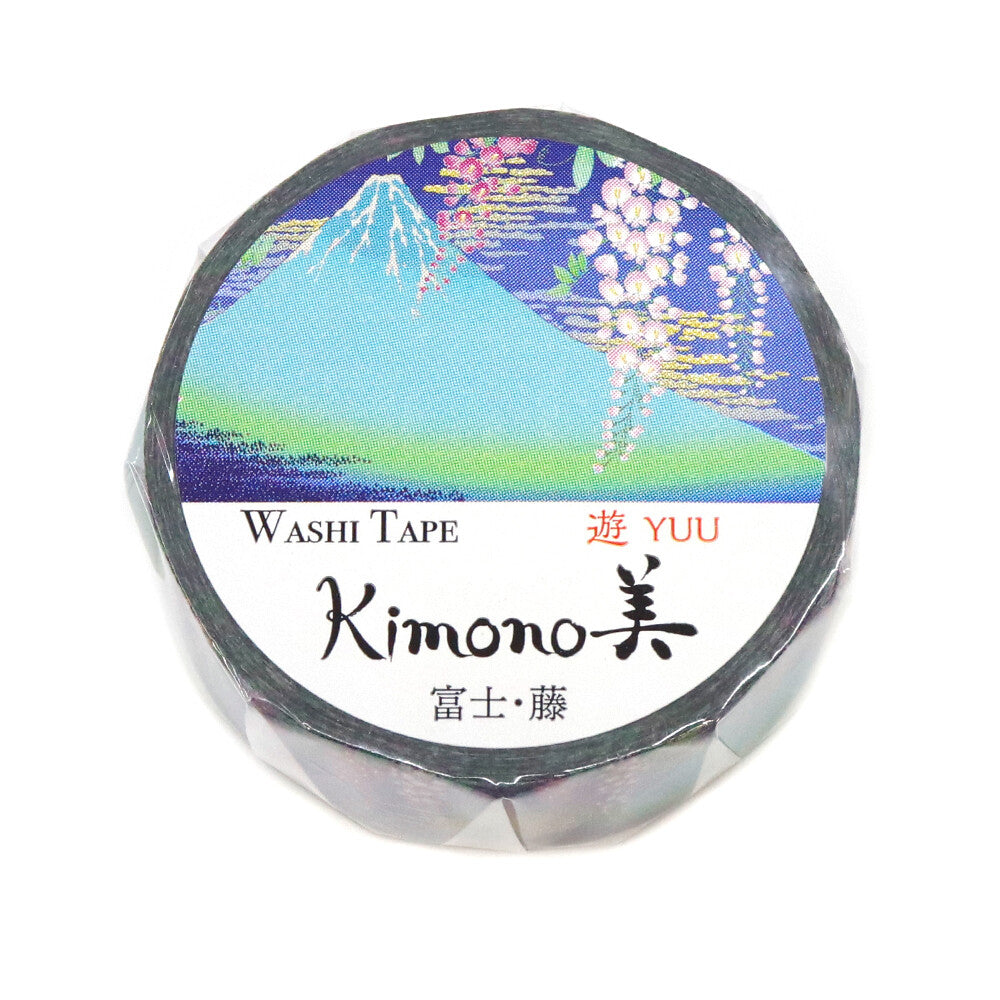 Iconic Mount Fuji paired with flowing wisteria blossoms