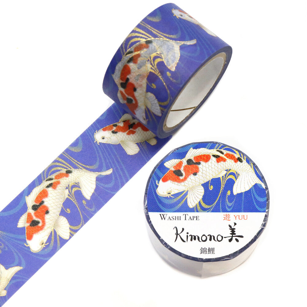 Let your creativity drift like a koi in a quiet garden pond with this Kimono Beauty Nishikigoi Washi Tape. The tape features elegant koi fish gliding through soft, kimono‑inspired patterns — delicate waves, gentle florals, and traditional Japanese motifs that feel like they were painted onto silk.