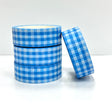 Katie Daisy Washi Tape - Blue Gingham

There are so many uses for washi tape! You can use it for scrapbooking, gift wrapping, and even home decor projects :) Add some extra charm to your letter-writing, use it to tack up photos... the possibilities are endless!

Include 1 roll of washi
Traditional washi tape, printed on rice paper
Each roll is 15mm wide, 10m long, and the pattern reprints every 350mm.
Semi-transparent&nbsp;