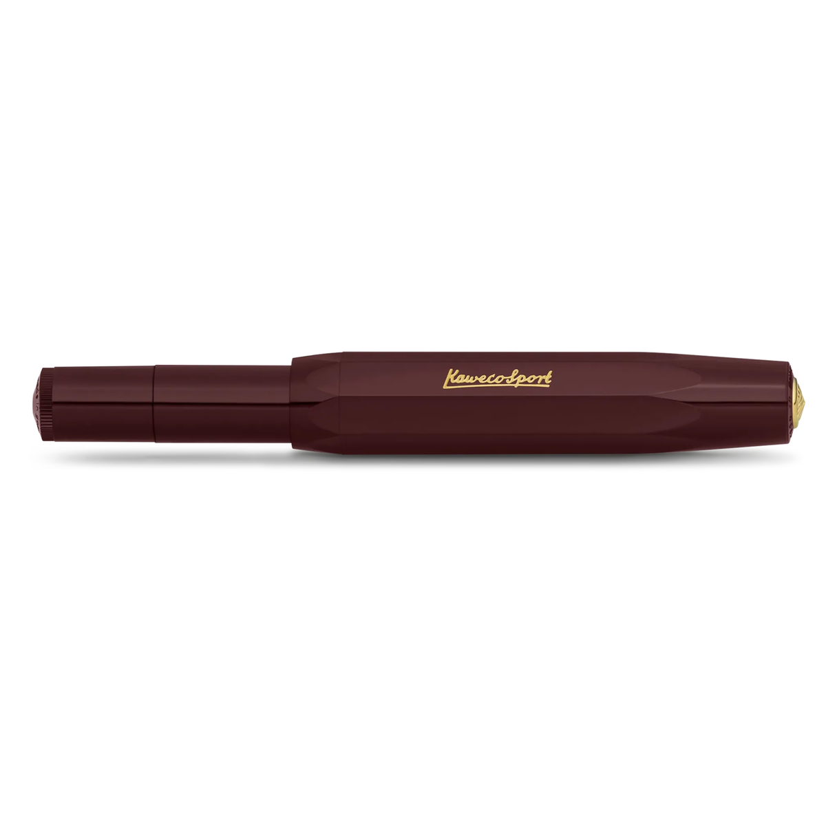 Kaweco CLASSIC SPORT Rollerball - Bordeaux

Timelessly beautiful - in the current trend colour bordeaux, the rollerball of the Classic Sport series looks both classic and modern. On point here is the combination with golden elements, which convey a particularly nostalgic charm.

The Kaweco Sport has been around since 1911. The rollerball for the bag has a size of only 10.5 cm when closed and grows to a normal size of 13 cm with the cap on.

The invention of the rollerball enables particularly easy and glidi
