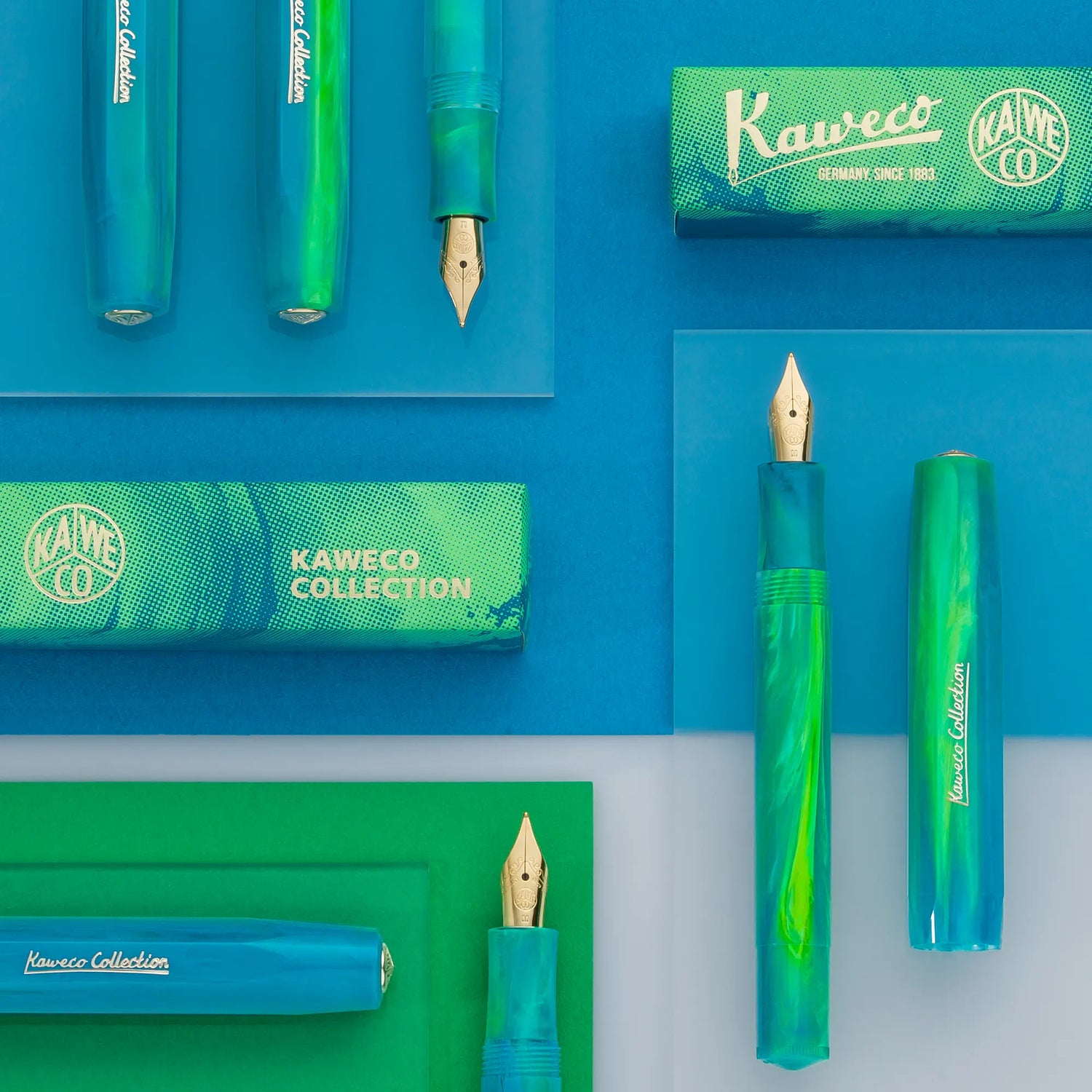 Kaweco COLLECTION Fountain Pen - Marble Ocean
Explore the depths of the world's oceans

Get ready to go on a treasure hunt with our new Kaweco Collection fountain pen. The Marble Ocean combines the dynamic shades of green and blue with flowing lightness, which reflect the variety of colours of the ocean. From crystal clear, turquoise waters, deep blue seabed and even fluorescent flora and fauna, the Kaweco Collection Marble Ocean finds a stream of inspiration in it.