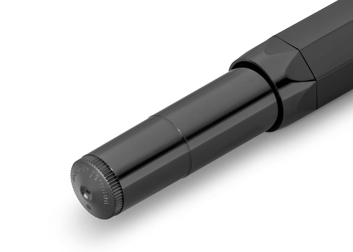 All black everything - our fountain pen in black performs brilliantly in any situation. The classic and elegant colour can be combined with various notebooks, papers and other accessories.



In 1911 something remarkable by the name of Kaweco Sport was created. The pocket fountain pen only measures 10.5 cm when closed, therefore it can easily be taken anywhere. With the cap attached, it grows to a normal size of 13 cm.

You can choose between five nib sizes from extra fine (EF) to extra broad (BB). If you'r