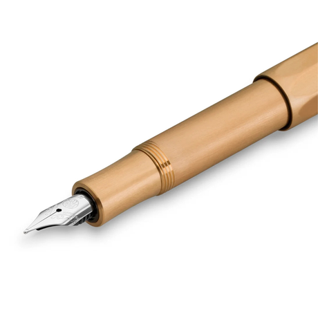 Kaweco Special Edition Bronze Sport Fountain Pen

Writing instruments of the series Kaweco Bronze Sport develop a natural and unique patina over time. It is a surface change that occurs due to user-related, chemical or corrosive influences. As a result of this each Kaweco Bronze Sport gradually becomes unique as it is used.

This pocket fountain pen is only 10.5 cm tall when closed and grows to a normal size of 13 cm with the cap tucked on.