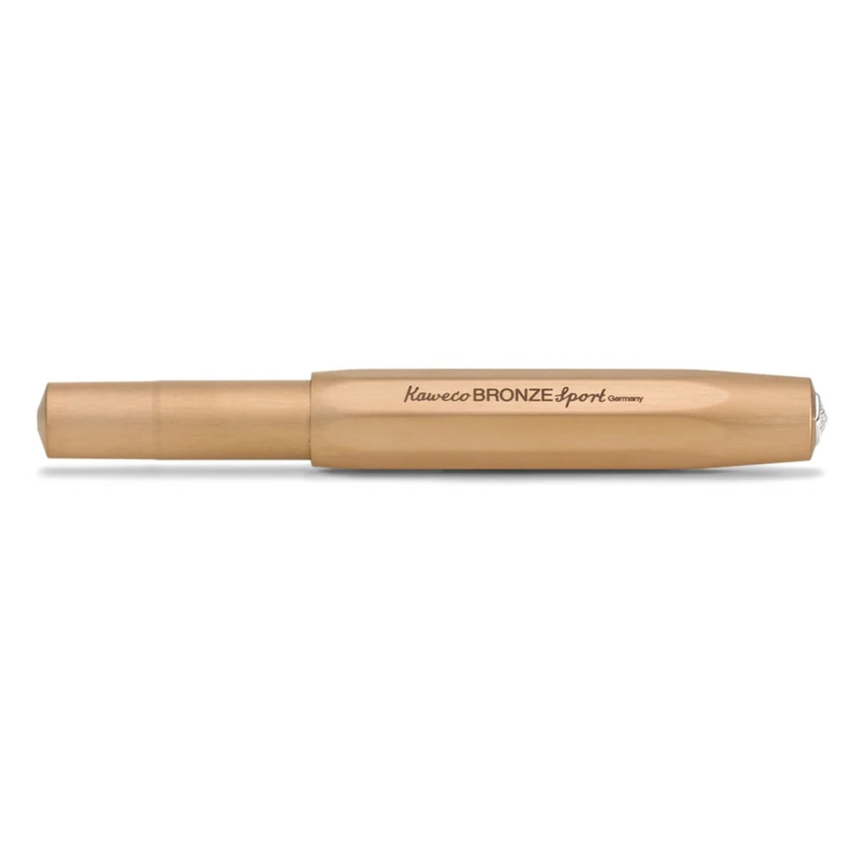 Kaweco Special Edition Bronze Sport Fountain Pen

Writing instruments of the series Kaweco Bronze Sport develop a natural and unique patina over time. It is a surface change that occurs due to user-related, chemical or corrosive influences. As a result of this each Kaweco Bronze Sport gradually becomes unique as it is used.

This pocket fountain pen is only 10.5 cm tall when closed and grows to a normal size of 13 cm with the cap tucked on.