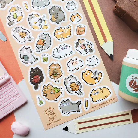 Study sessions are a little more fun with @papermilio’s fluffy friends around! Some are busy reading and studying, while others are packing up supplies, checking their screens, or simply taking a well-deserved breather. This sheet proves that hitting the books is always better with a feline friend nearby.

Art by: @papermilio


One sticker sheet is included.
Top Coating: None
Adhesive Layer: Paper
Backing Layer: Clear PET
Size: 6.69"x3.54"
Weight-0.03oz