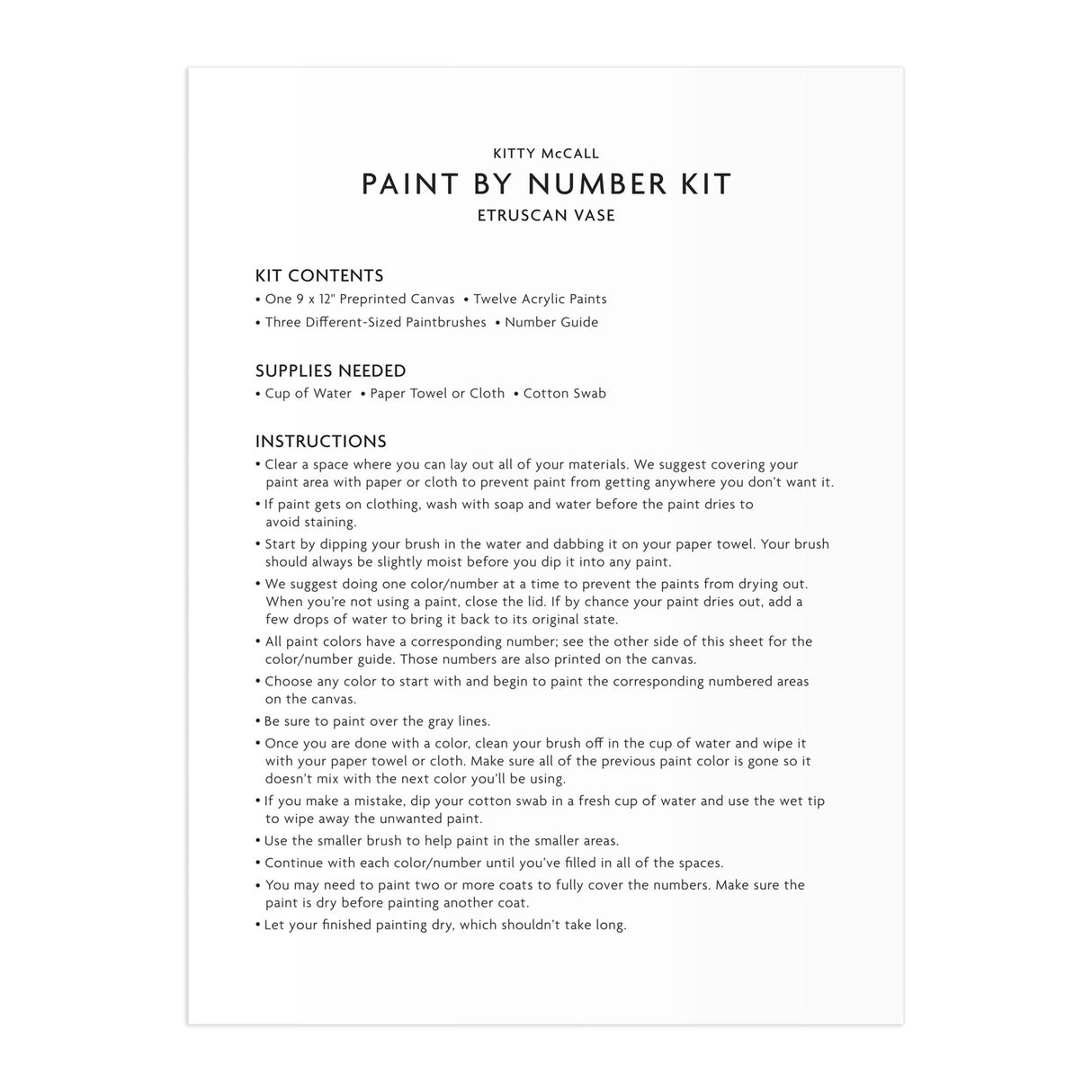 Kitty Mccall Etruscan Vase Paint By Number Kit

Transform a blank canvas into a striking work of art with the Kitty McCall Etruscan Vase paint by number kit.
