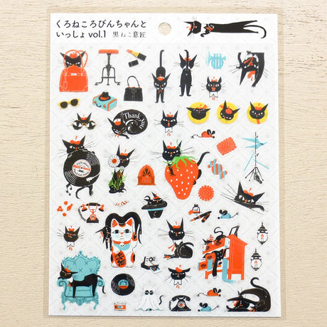 A sticker featuring a stylish black cat named 'Robin-chan' as the main character.
Robin-chan's pose, which gives off the unique softness of cats, is irresistibly cute.


Printed on PET material, the stickers have a smooth, durable finish that’s easy to peel and place - great for both everyday use and special projects.

✨ Product Details

Smooth, durable PET sticker material
Perfect for planners, journals, scrapbooking, and cardmaking
Backing Sheet Size: 141 × 188 mm
Sticker sheet size: 138 × 170 mm