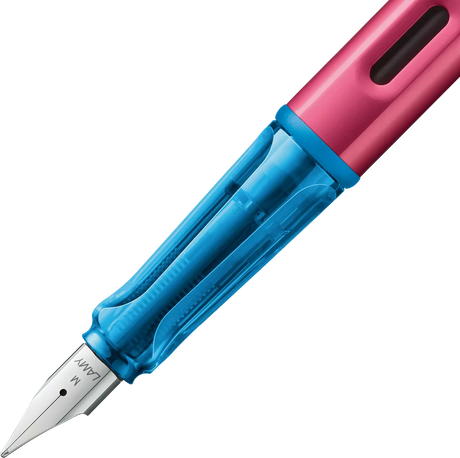 LAMY Special Edition AL-Star Fountain Pen - Rollerskate

Light, lighter, LAMY AL-star: the writing classic made of resistant aluminium masters all challenges of everyday life in style. The transparent grip lies comfortably in the hand and, with an unobstructed view of the ink duct, turns the functional into a visual highlight. The series is ever inspiring with new special editions in current trendy colours and is thus an inspiring must-have in any pencil case.

Lightweight fountain pen with polished steel n