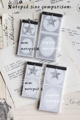 It’s a mini journal set!
There are two cover colors available, however this listing is specifically for the brown cover.
This set includes:
mini tote bag*1/ moon charm*1/ brown mini leather journal*1/
mini brass journal charm*1/ mini notepad B*1/ Vintage number label sticker roll-black*1/
mini journal inserts*4/ mini ticket stamp set A*1