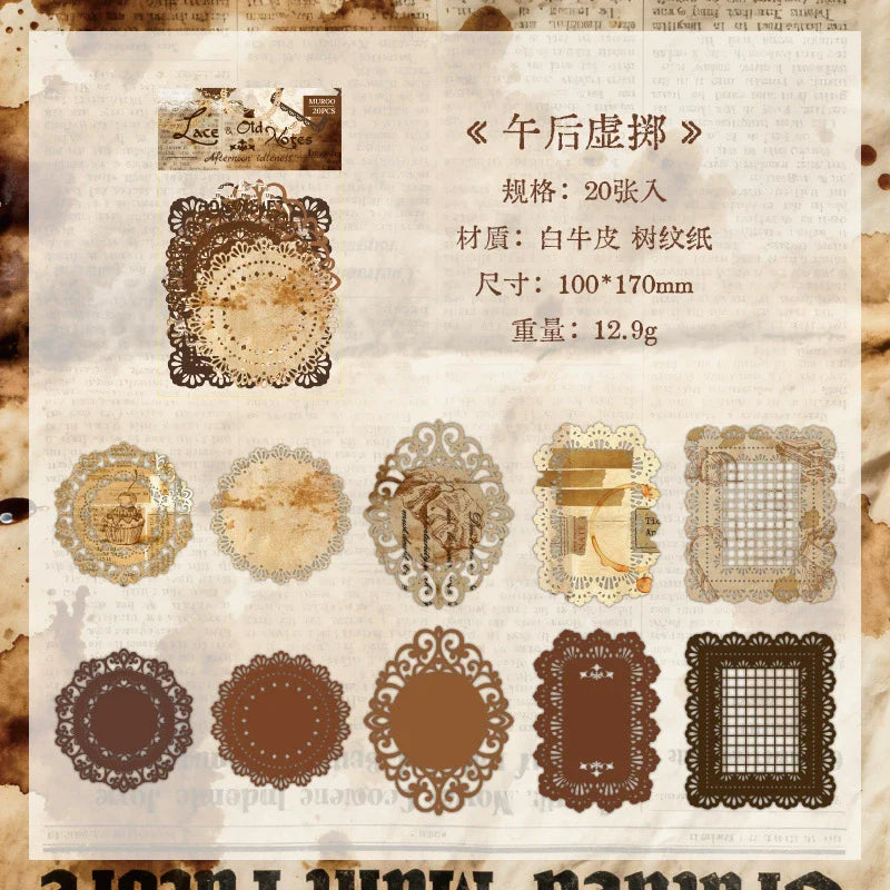 This vintage themed ephemera pack includes 20 pieces of cute paper materials in different color schemes! Each pack comes with pieces in 4 varying styles with 5 of each design.

These pieces make great card decoration, collage pieces, or additions to your journal spreads!