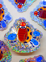 Pegatina de vinilo con brillantina de mariquita 