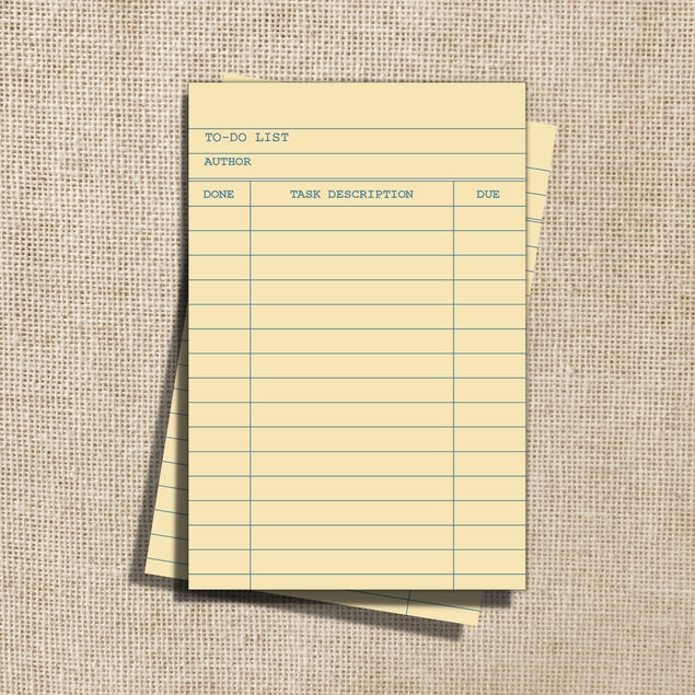 Libreta de notas con lista de tareas pendientes para tarjetas de biblioteca (4 x 6 pulgadas) 