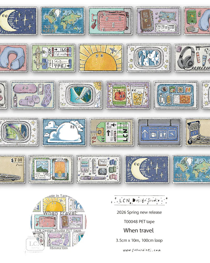 Lin Chia Ning PET Tape - When Travel

When travel color UV printing PET tape


Design by LinChiaNing

Made in Taiwan

PET tape.
Width: 5cm / Length: 10m
Loop: 100 cm&nbsp;
NOT pre-cut
Comes with one (1) roll of tape
Actual color might differ slightly from how it appears on screen due to differences in monitors
