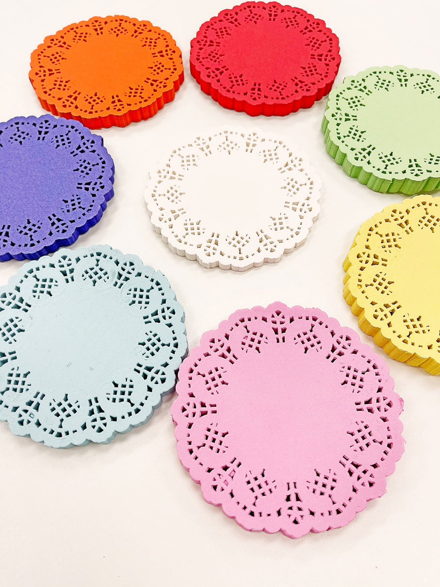 Doily de hada rosa de 4,5", 100 unidades