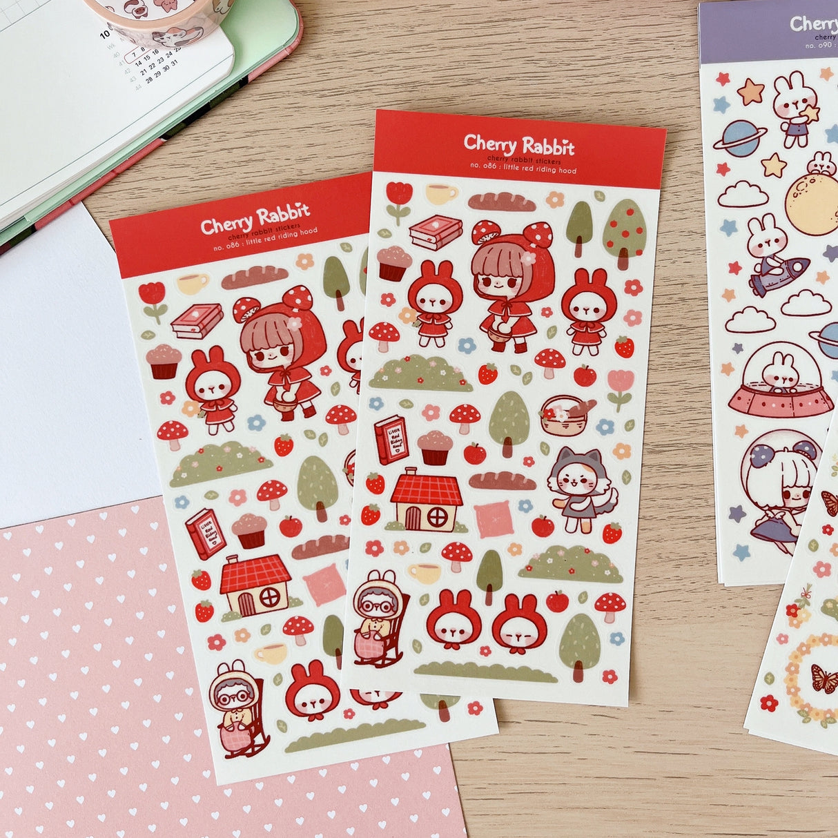 Cherry Rabbit Little Red Riding Hood Sticker Sheet 086