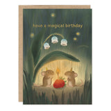 Little Mice Birthday Party&nbsp;Birthday Card

Inside verse: May all you wishes come true!

• Size: A6, 4.6" x 6.4"
• Illustrated by Darla Okada
• Full-color inside
• Foil treatment
• Paired with a Brown Kraft envelope
• Printed in the USA on high-quality recycled post-consumer waste paper

About The Artist: Darla is a Colorado-based artist and illustrator best known for creating soft, friendly animals and quiet, everyday moments. She finds inspiration by exploring charming neighborhoods, wandering through 