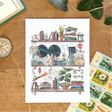 Postcard featuring my original watercolor and ink illustration of the oddities and books tucked away in the shelves of an inquisitive astronomer, including several star charts and a sleeping cat.

• Printed on high quality card stock
• Each postcard measures 4.25 x 5.5" (A2)