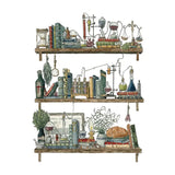 Postcard featuring my original watercolor and ink illustration of the vintage oddities and books tucked away in the shelves of a chemist, including Schrödinger's cat!

• Printed on high quality card stock
• Each postcard measures 4.25 x 5.5" (A2)