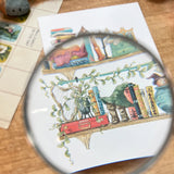 Postcard featuring my original watercolor and ink illustration of the oddities, books, tools, and trinkets tucked away in the shelves of a sea witch, including a sea otter relaxing in a cauldron with a good book.

• Printed on high quality card stock
• Each postcard measures 4.25 x 5.5" (A2)