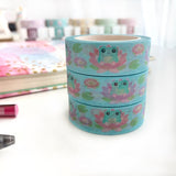 Cinta washi con forma de rana y flor de loto