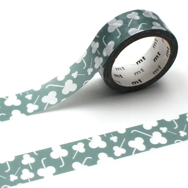 MT Washi Tape - Clover Sillhouette

mt is the original washi masking tape, made in Japan by Kamoi Kakoshi. mt is colourful tape which is easy to tear by hand and reposition on nearly any surface. Write on it, layer it, and use it on paper, gifts, objects or the wall (mt won't damage paint - why not make a tape collage?) mt washi masking tape is now sold throughout the world in hundreds of colours and patterns.

Enjoy mt as a part of your daily life, adding a little colour everywhere.

All tapes are 15mm x 7