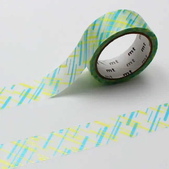 mt is the original washi masking tape, made in Japan by Kamoi Kakoshi. mt is colourful tape which is easy to tear by hand and reposition on nearly any surface. Write on it, layer it, and use it on paper, gifts, objects or the wall (mt won't damage paint - why not make a tape collage?) mt washi masking tape is now sold throughout the world in hundreds of colours and patterns.

Enjoy mt as a part of your daily life, adding a little colour everywhere.

All tapes are 15mm x 7m (0.6"X23')