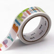 MT ex Washi Tape - Happy Birthday

mt is the original washi masking tape, made in Japan by Kamoi Kakoshi. mt is colourful tape which is easy to tear by hand and reposition on nearly any surface. Write on it, layer it, and use it on paper, gifts, objects or the wall (mt won't damage paint - why not make a tape collage?) mt washi masking tape is now sold throughout the world in hundreds of colours and patterns.

Enjoy mt as a part of your daily life, adding a little colour everywhere.

All tapes are 15mm x 7m