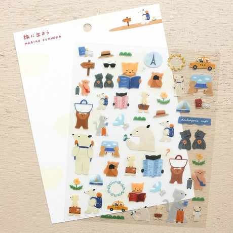Stickers of illustrator Mariko Fukuoka. The dogs and cats traveling to various places are adorable. You can also do thorough research by looking at maps and guides.
Of course, it's great for decorating planners and small items, but making and sticking travel bookmarks is also wonderful. Please enjoy posting them everywhere!


Printed on PET material, the stickers have a smooth, durable finish that’s easy to peel and place - great for both everyday use and special projects.

✨ Product Details

Smooth, durabl