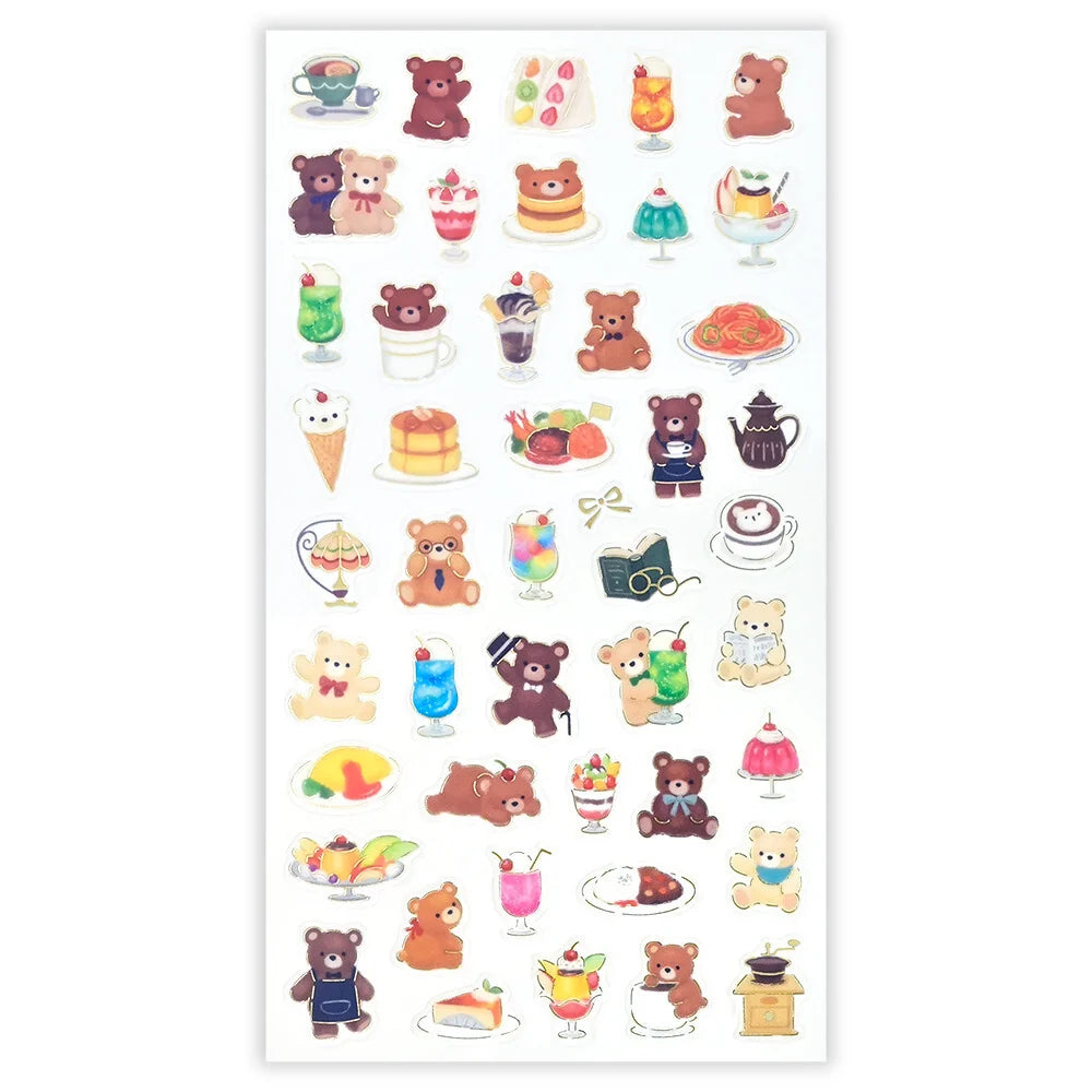 Mattari Animals Bear x Coffee Shop Sticker Sheet

These are transparent stickers with cute relaxed animals and shining gold leaf.
We adorably drew a relaxing bear along with café menu items like cream soda and sweets. Perfect for any journal or planner.



Height 165× Width 90mm
Transparent Stickers

Sticker Gold Foil Stamping Finish

Pattern Backing Card