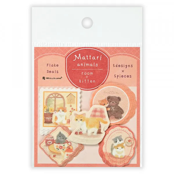A flake seal depicting each day of the animals living leisurely.
I drew a kitten relaxing in a warm room lined with teddy bears and pots.
It can also be used to decorate seals and notebooks.