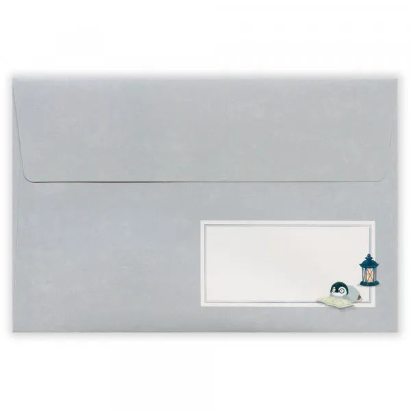 Relaxing Animals Day - A mini-letter depicting the days of each animal living in
a relaxed manner.
I drew a penguin enjoying reading in the study with candles and lights.
It is a size that can hold a photo (DSC format, L format) and can be mailed at a standard price.

Length 98× Width 148mm
8 pieces of stationery, 4 envelopes
