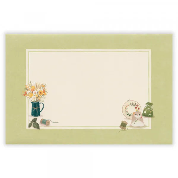 Relaxing Animals Day - A mini-letter depicting the days of each animal living in
a relaxed manner.
I drew various flowers and flying squirrels such as bouquets, swags, vases, and vases.
It is a size that can hold a photo (DSC format, L format) and can be mailed at a standard price.

Length 98× Width 148mm
8 pieces of stationery, 4 envelopes