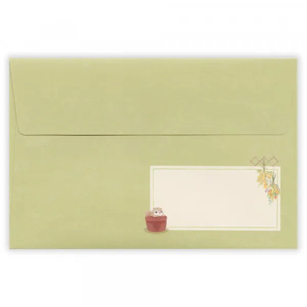 Relaxing Animals Day - A mini-letter depicting the days of each animal living in
a relaxed manner.
I drew various flowers and flying squirrels such as bouquets, swags, vases, and vases.
It is a size that can hold a photo (DSC format, L format) and can be mailed at a standard price.

Length 98× Width 148mm
8 pieces of stationery, 4 envelopes